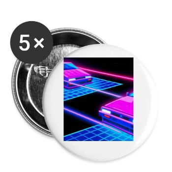 Vaporwave Esthétique Synthwave Car - Lot de 5 grands badges (56 mm) - blanc - Devant