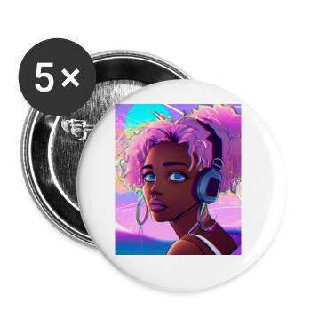 Pastel Aesthetic Cute Anime Girl - Buttons groß 56 mm (5er Pack) - Weiß - Vorne