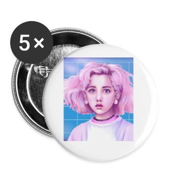 Pastel Aesthetic Cute Anime Girl - Buttons groß 56 mm (5er Pack) - Weiß - Vorne