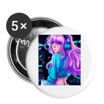 Pastel Aesthetic Cute Anime Girl - Buttons groß 56 mm (5er Pack) - Weiß - Vorne