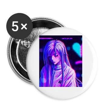 Pastel Esthétique Triste Anime Fille - Lot de 5 grands badges (56 mm) - blanc - Devant
