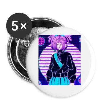 Pastel Esthétique Triste Anime Fille - Lot de 5 grands badges (56 mm) - blanc - Devant
