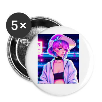 Pastel Esthétique Triste Anime Fille - Lot de 5 grands badges (56 mm) - blanc - Devant