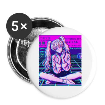 Pastel Esthétique Triste Anime Fille - Lot de 5 grands badges (56 mm) - blanc - Devant