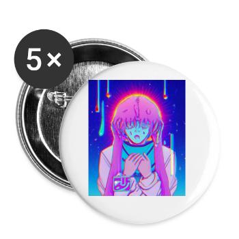 Pastel Esthétique Triste Anime Fille - Lot de 5 grands badges (56 mm) - blanc - Devant