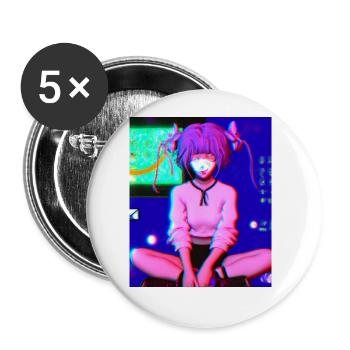 Pastel Esthétique Triste Anime Fille - Lot de 5 grands badges (56 mm) - blanc - Devant