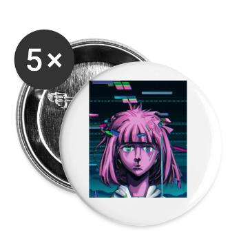 Pastel Esthétique Triste Anime Fille - Lot de 5 grands badges (56 mm) - blanc - Devant