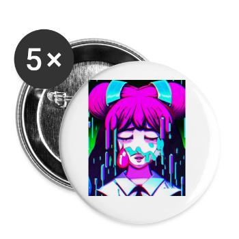 Pastel Esthétique Triste Anime Fille - Lot de 5 grands badges (56 mm) - blanc - Devant