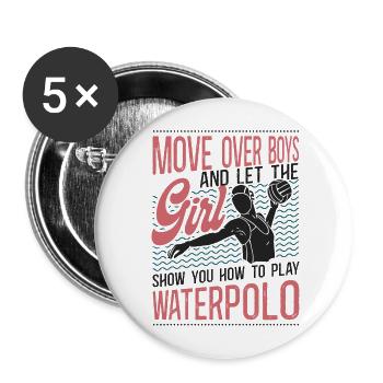 Water Polo Girl Vintage Move Over - Buttons groß 56 mm (5er Pack) - Weiß - Vorne