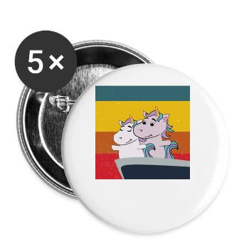 cute unicorns in Titanic pose cute horses - Buttons large 2.2''/56 mm (5-pack) - white - Front