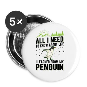 Pingouin Cadeau Pingouin - Lot de 5 grands badges (56 mm) - blanc - Devant