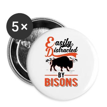 Facilement distrait par les bisons Buffle d’eau Buffle - Lot de 5 grands badges (56 mm) - blanc - Devant