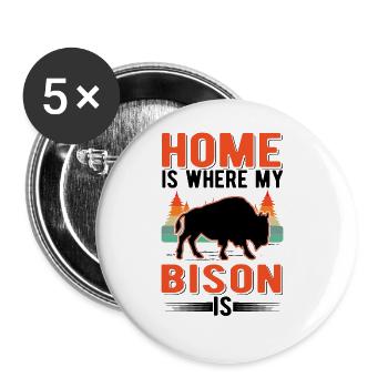 Home is where my buffalo is - Buttons large 2.2''/56 mm (5-pack) - white - Front