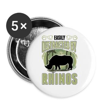 Easily distracted by Rhinos Rhino - Buttons large 2.2''/56 mm (5-pack) - white - Front