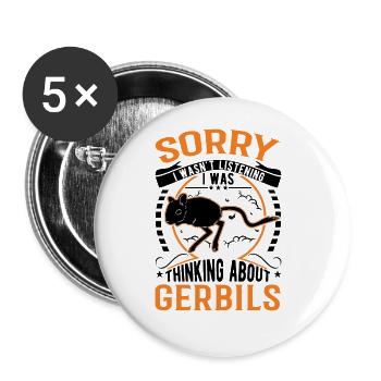 Gerbil Gift Mongolian Racing Rat Gerbil - Buttons large 2.2''/56 mm (5-pack) - white - Front