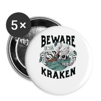Méfiez-vous du Kraken - Lot de 5 grands badges (56 mm) - blanc - Devant