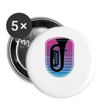 Tuba Player Tuba Musical Instrument - Buttons large 2.2''/56 mm (5-pack) - white - Front
