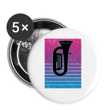 Tuba Player Tuba Musical Instrument - Buttons large 2.2''/56 mm (5-pack) - white - Front