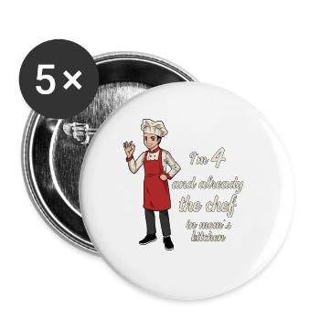 J’ai 4 ans - Jeune Chef - Lot de 5 grands badges (56 mm) - blanc - Devant