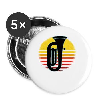 Tuba Player Tuba Musical Instrument - Buttons large 2.2''/56 mm (5-pack) - white - Front