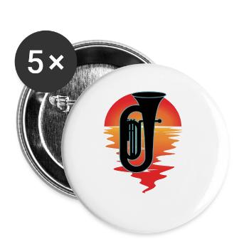 Tuba Player Tuba Musical Instrument - Buttons large 2.2''/56 mm (5-pack) - white - Front