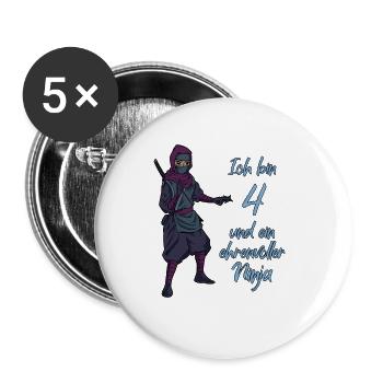 Ich bin 4 - Jungen Ninja - Buttons groß 56 mm (5er Pack) - Weiß - Vorne