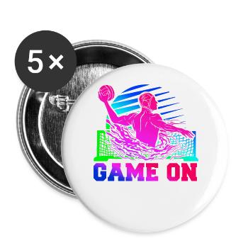 Water Polo Retro 80s 90s Game On - Buttons large 2.2''/56 mm (5-pack) - white - Front