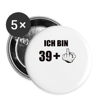 40 Geburtstag - Buttons groß 56 mm (5er Pack) - Weiß - Vorne