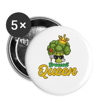 Broccoli Queen - Buttons large 2.2''/56 mm (5-pack) - white - Front