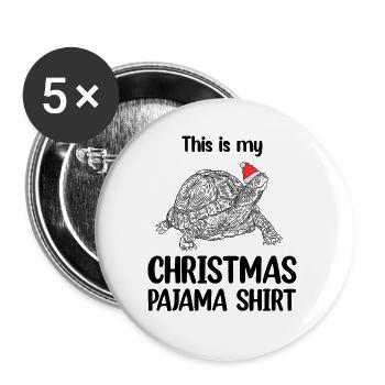 Ce sont mes tortues pyjama - Lot de 5 grands badges (56 mm) - blanc - Devant