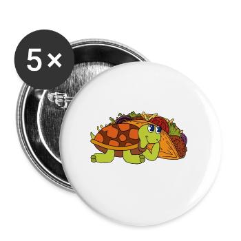 Cadeau amusant de tortue - Lot de 5 grands badges (56 mm) - blanc - Devant