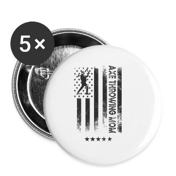 USA Flagge - Axt Werfen Mutter - Buttons groß 56 mm (5er Pack) - Weiß - Vorne