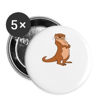 Petits jeux de mots sur les loutres et blagues sur les loutres - Lot de 5 grands badges (56 mm) - blanc - Devant