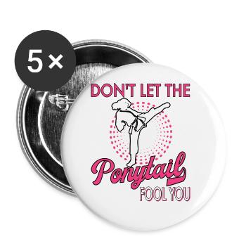 Karate Taekwondo Girls Women Karate Kick - Buttons large 2.2''/56 mm (5-pack) - white - Front