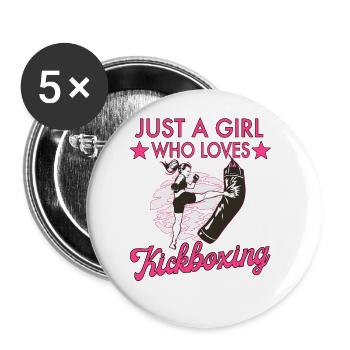 Just A Girl Who Loves Kickboxing Kampfsport - Buttons groß 56 mm (5er Pack) - Weiß - Vorne