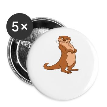 Petits jeux de mots sur les loutres et blagues sur les loutres - Lot de 5 grands badges (56 mm) - blanc - Devant