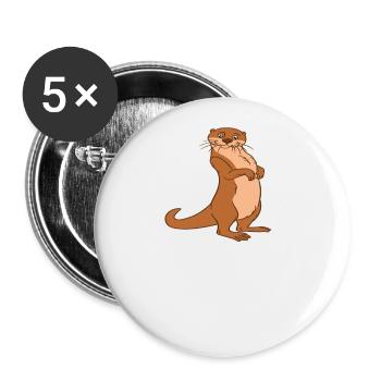 Petits jeux de mots sur les loutres et blagues sur les loutres - Lot de 5 grands badges (56 mm) - blanc - Devant