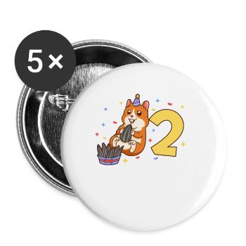 With hamster - children's birthday 2 years - Buttons large 2.2''/56 mm (5-pack) - white - Front
