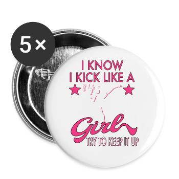 Karate Taekwondo Girls Women Karate Kick - Buttons large 2.2''/56 mm (5-pack) - white - Front