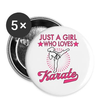 Karate Taekwondo Girls Women Karate Kick - Buttons large 2.2''/56 mm (5-pack) - white - Front