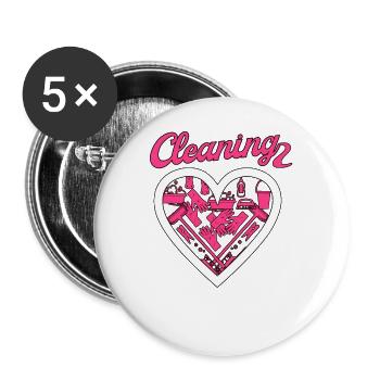 Femme de ménage Nettoyeuse - Lot de 5 grands badges (56 mm) - blanc - Devant