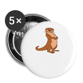 Petits jeux de mots sur les loutres et blagues sur les loutres - Lot de 5 grands badges (56 mm) - blanc - Devant