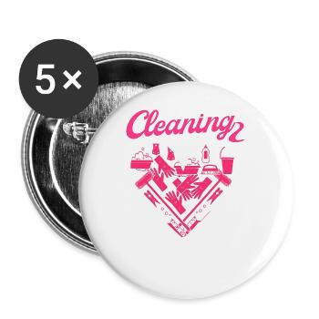 Femme de ménage Nettoyeuse - Lot de 5 grands badges (56 mm) - blanc - Devant