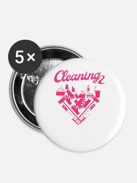 Haushälterin Zimmermädchen Putzfrau - Buttons groß 56 mm (5er Pack) - Weiß