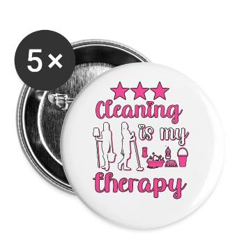Femme de ménage Nettoyeuse - Lot de 5 grands badges (56 mm) - blanc - Devant