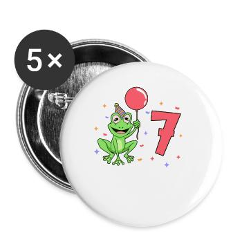 With frog - children's birthday 7 years - Buttons large 2.2''/56 mm (5-pack) - white - Front