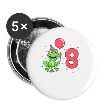 With frog - children's birthday 8 years - Buttons large 2.2''/56 mm (5-pack) - white - Front