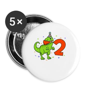 Mit TREX - Jungs Geburtstag 2 Jahre - Buttons groß 56 mm (5er Pack) - Weiß - Vorne