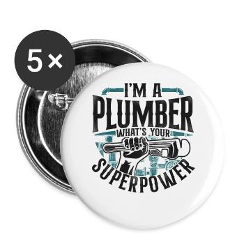 Plumbing Plumber Vintage I'm A - Buttons groß 56 mm (5er Pack) - Weiß - Vorne