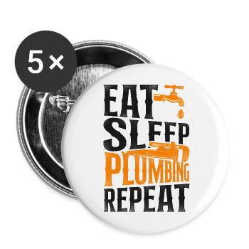 Plumbing Plumber Vintage Eat Sleep - Buttons large 2.2''/56 mm (5-pack) - white - Front